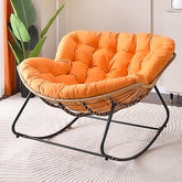 Hectarul - Fotoliu-balansoar cu cadru negru si perna orange Lazy Bloom Haro